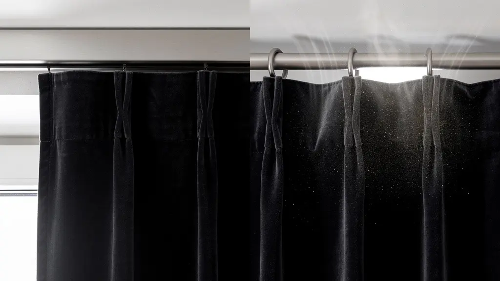 Comparación técnica entre sistema de riel y barra decorativa para cortinas térmicas