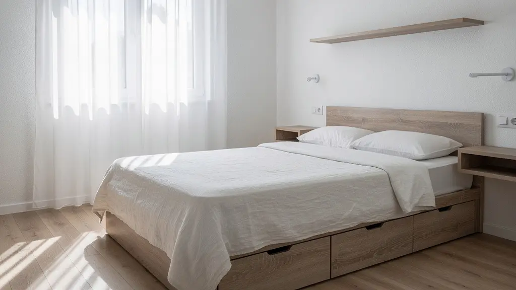 Habitación pequeña de 10m² con distribución inteligente y aprovechamiento de espacio vertical