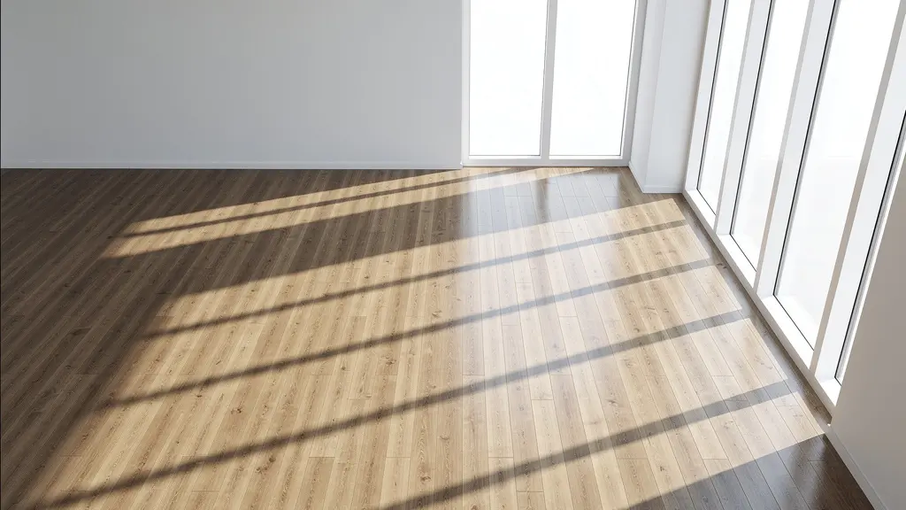 Vista aérea de un salón mostrando la instalación de lamas de madera en dirección a la ventana principal
