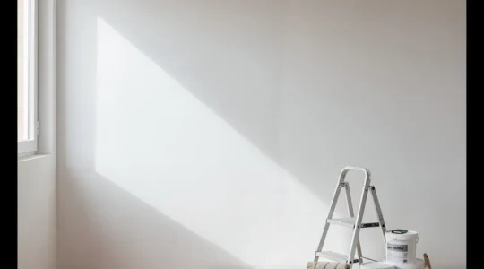 Pared de yeso perfectamente reparada con acabado liso profesional lista para pintar