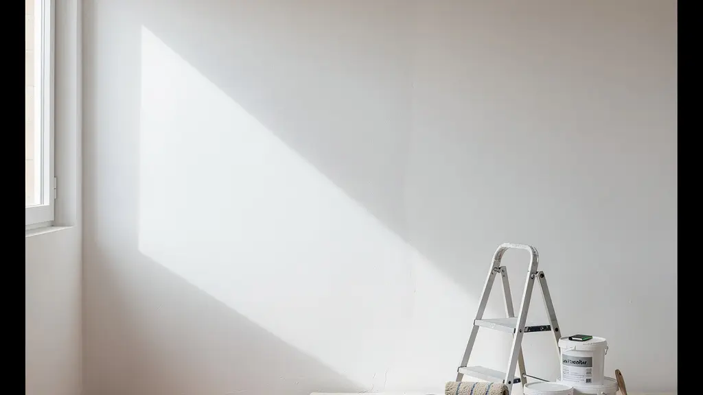 Pared de yeso perfectamente reparada con acabado liso profesional lista para pintar